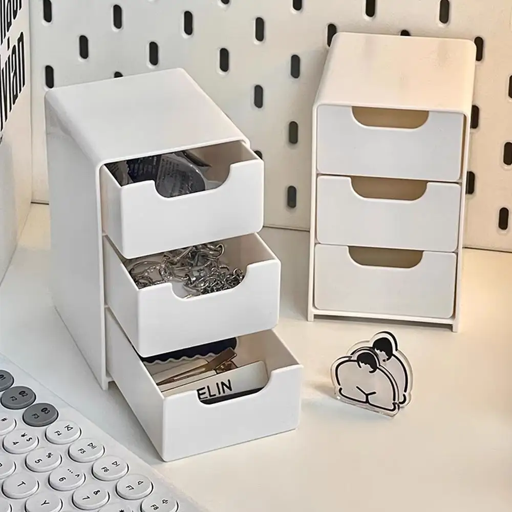Chic 3-Tier Desk Organizer with Drawers - Ideal for Office Supplies, Jewelry & Cosmetics Storage - Portable Divider Box