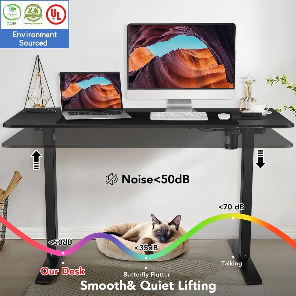 مكتب قائم كهربائي كبير مقاس 63 × 24 بوصة - إطار مزدوج الشعاع، ارتفاع قابل للتعديل، عجلات قابلة للقفل، لوحة ماوس، مريح للكمبيوتر #4