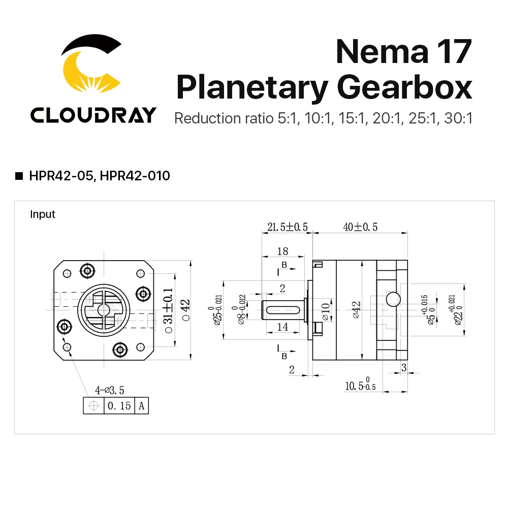 Imagem -04 - Caixa de Velocidades Planetária do Cloudray-nema17 Redutor da Velocidade do Motor Relação 5:1 10:1 20:1 20:1 25:130:1 mm Entrada para o Motor Próximo Aberto do Laço