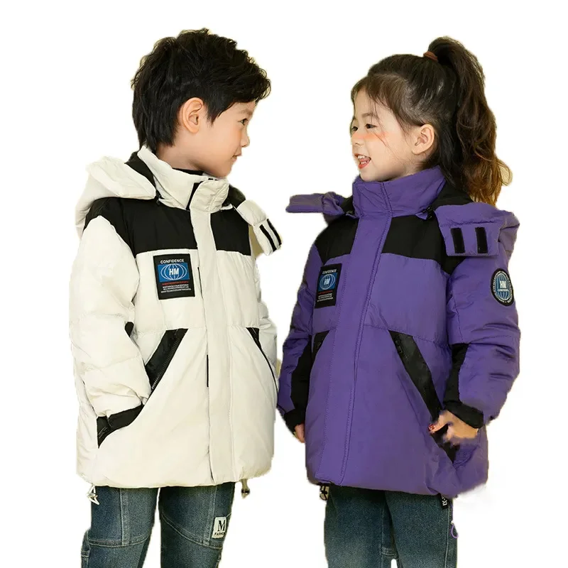 

90% White Duck Down Child Girl Coat Removable Hat Thickened Loose Warm Jacket for Girls New Boys Winter Kids Clothes