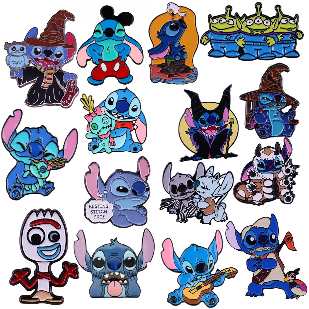 LT1007 Cute Baby Stitch Collection Enamel Pin Badge Lapel Pins for Backpack Decoration Jewelry Accessories Gifts for Kids