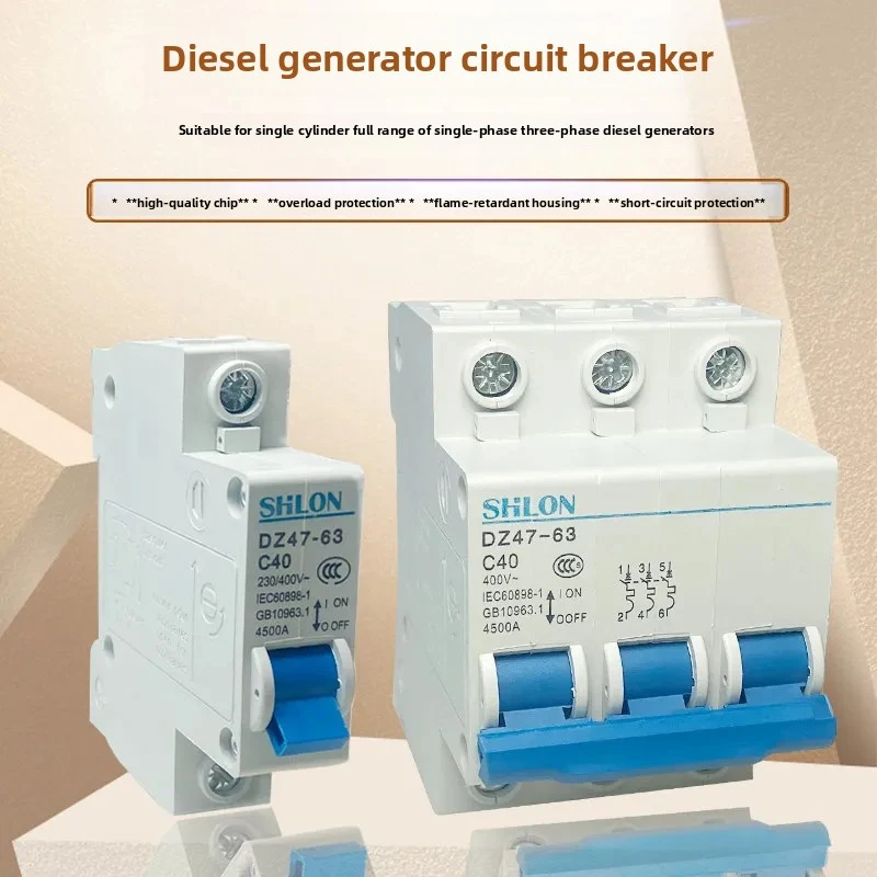 XMSJ Circuit Breaker Trip Switch for 186FA 188F Diesel Generator 3KW 6.5KW 8KW Single Three Phase Power Generation Control