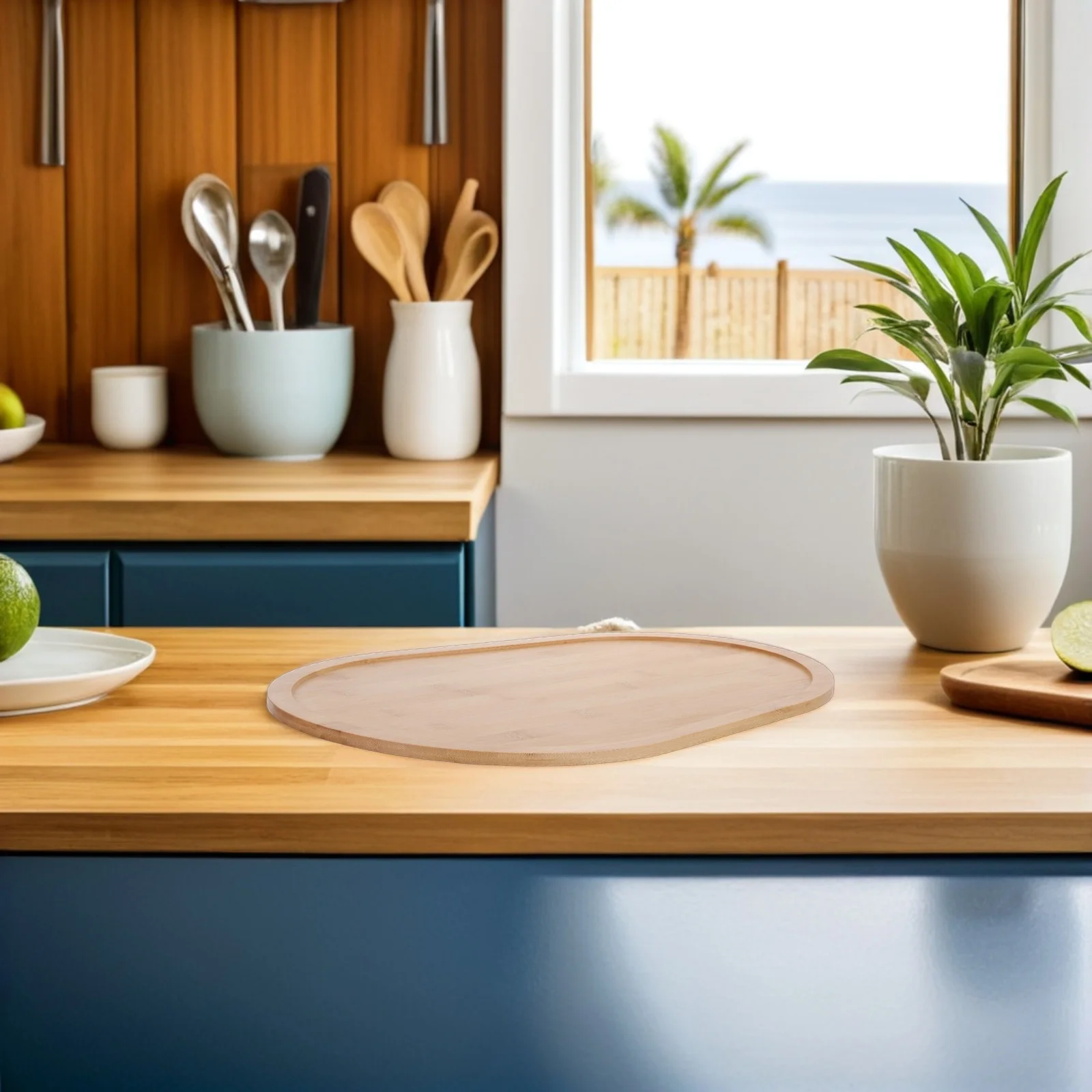 

Bamboo Mixer Slider Mat 16x11inch for Kitchen Countertop - Reusable Appliance Sliding Tray with Non-Slip Base for Stand Mixer