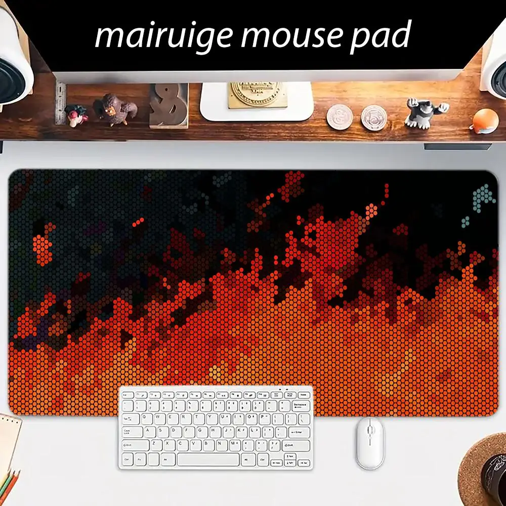Alas Mouse Seni Heksagon Abstrak Ukuran Besar untuk Komputer, Kantor, Meja Game, Alas Keyboard Anti-selip dari Karet Jahitan XXL, Alas Meja Panjang