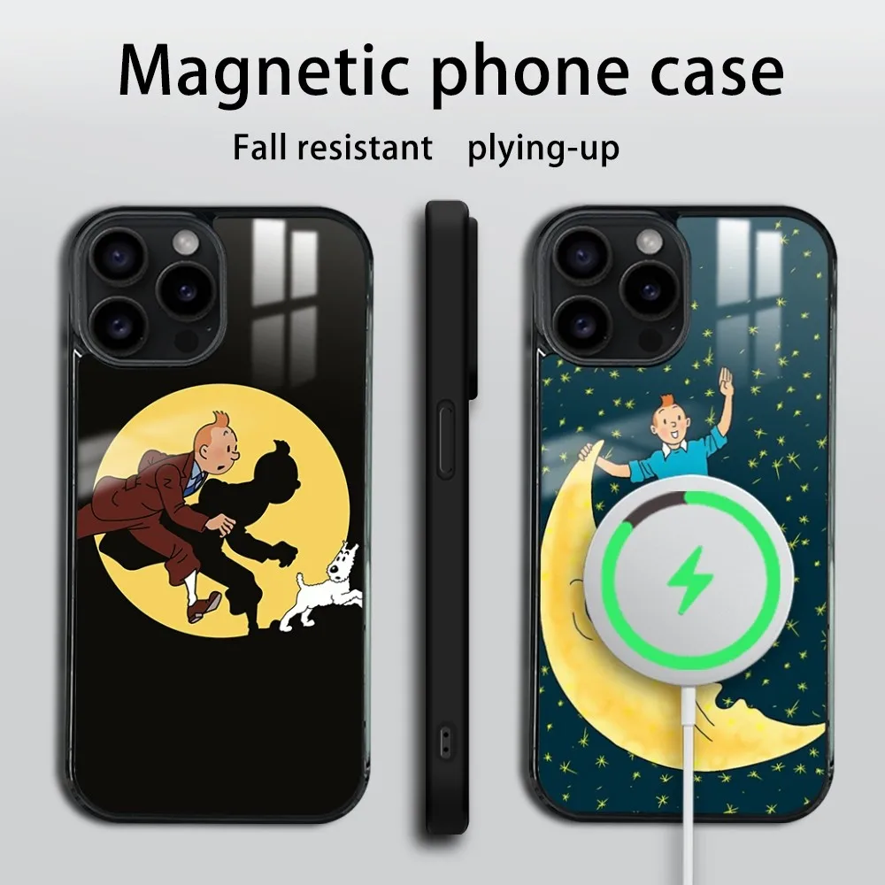 Funny The Adventures Of T-tintins Phone Case For iPhone 16 15 14 13 12 11 Pro Max Plus Mini Mirror Wireless magnetic case