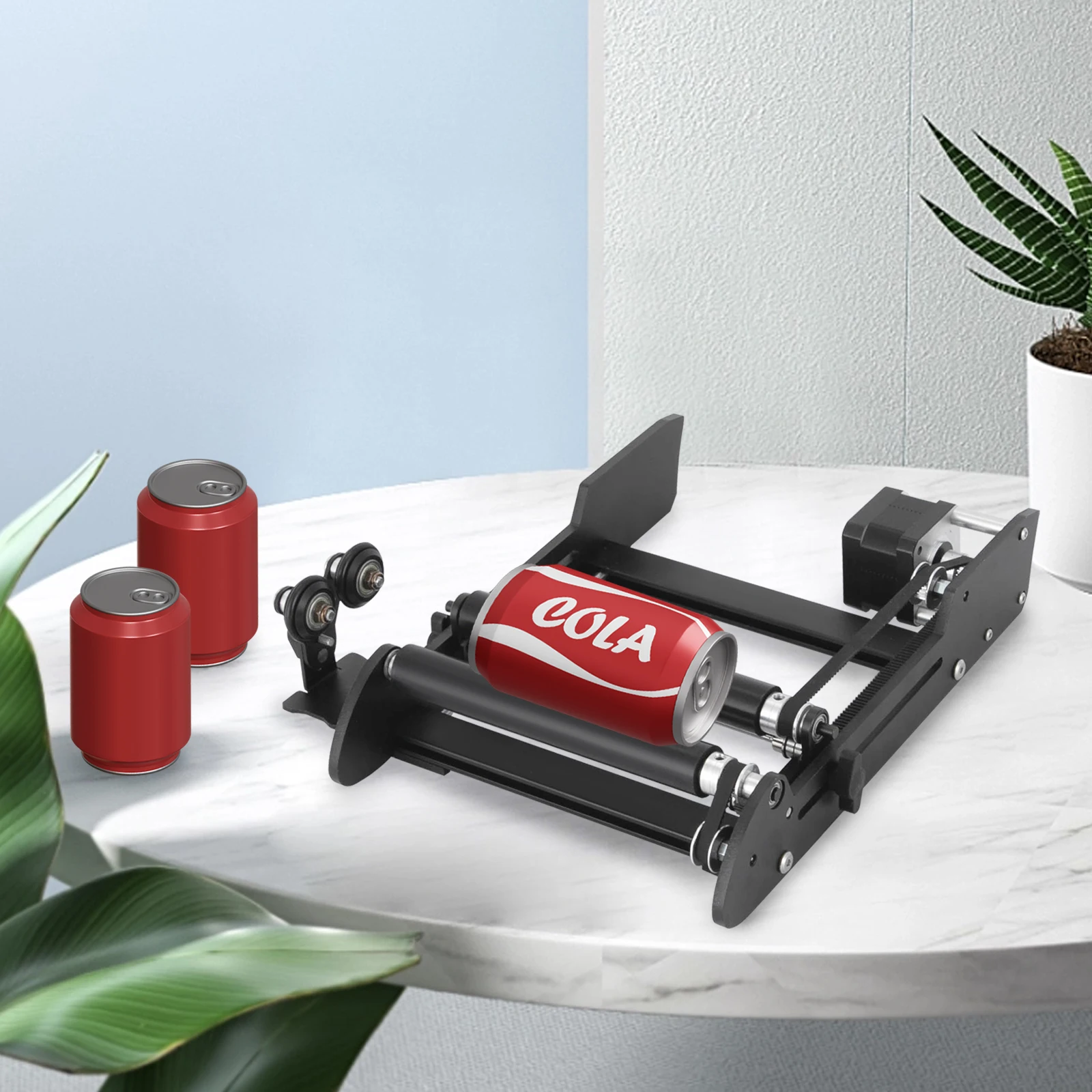 Rotary Attachment for Laser Engraver, 0.12-7.87in Adjustable Roller Chuck with Wine Glass Holder, Aluminum Rotary Axis for Laser Engraving Machine
