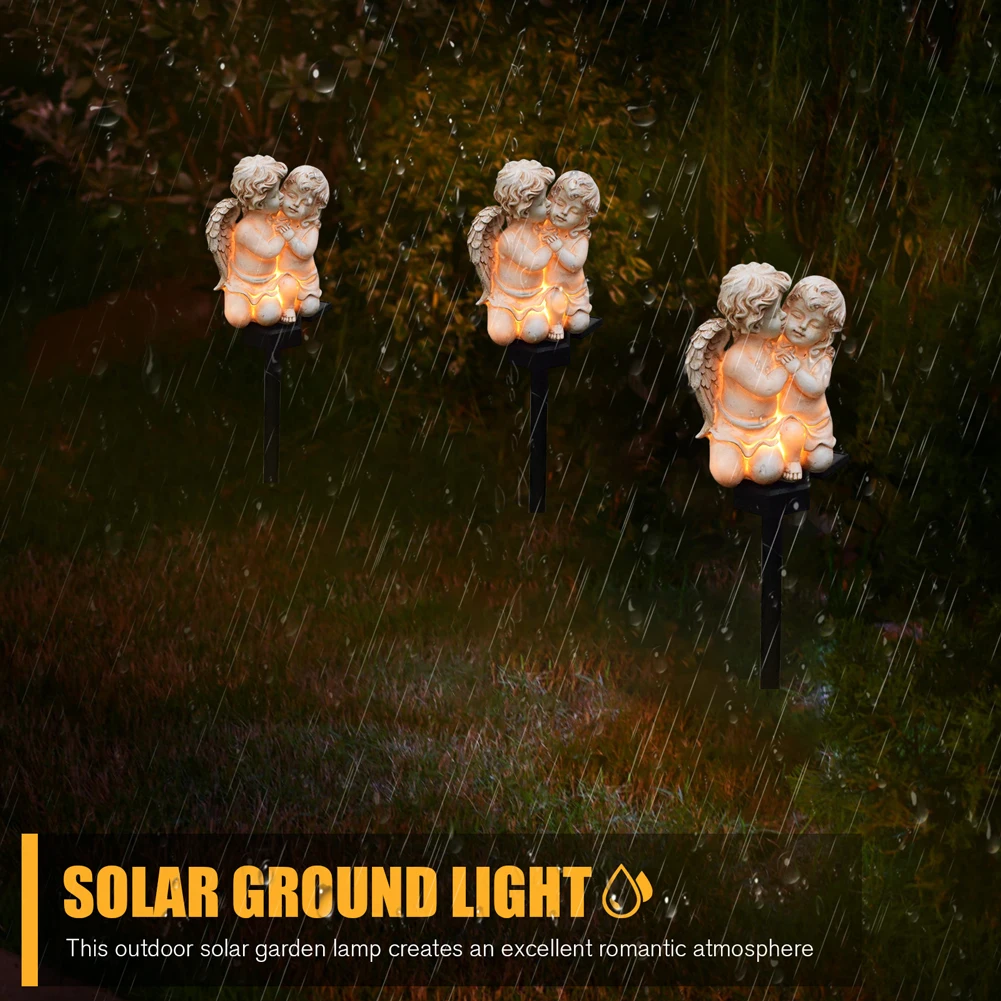 

Солнечная уличная лампа для газона, поделки из смолы, ангел, газон, декоративный светильник, освещение, украшения, IP55, водонепроницаемый домашний декор для газона и сада