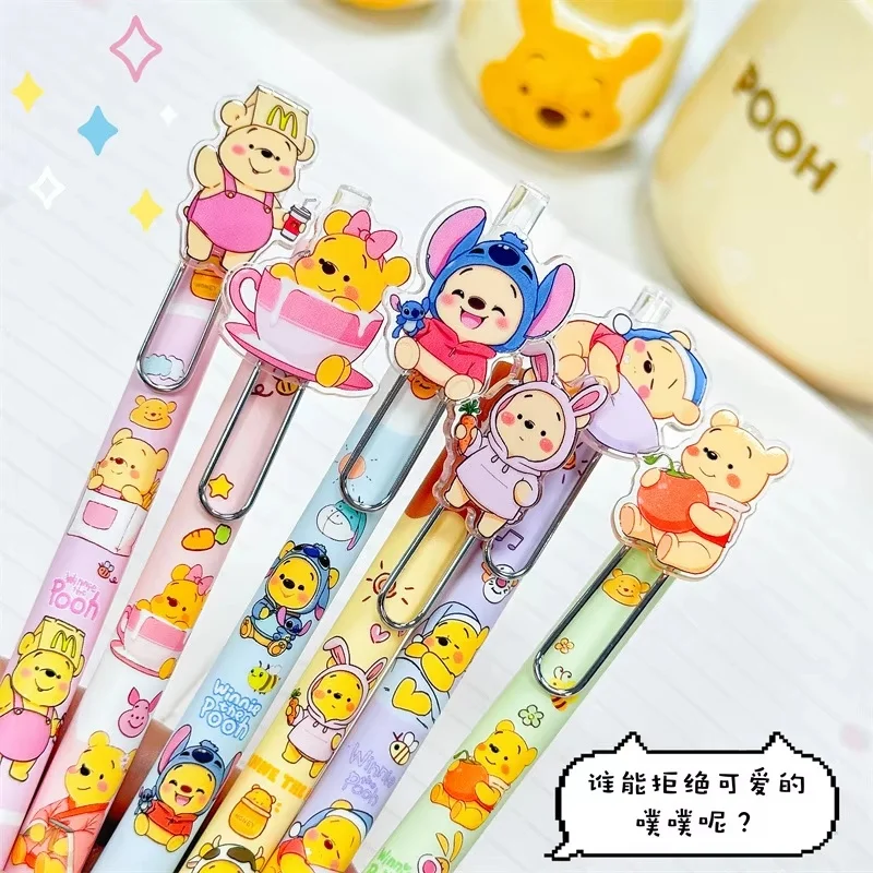 

6/36pcs Disney Winnie Bear Patch Neutral Pen Cartoon 0.5 Black Student Press Signature Pen Stationery Supplies Wholesale