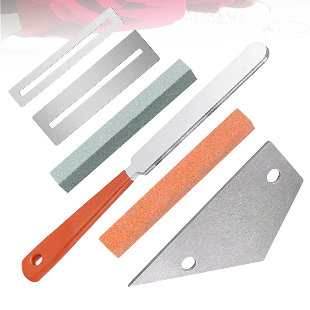 

6Pcs Guitar Maintenance Tool Kit Featuring Fret Crowning File Precision Fret Rocker Protective Fretboard Guards and Saddle