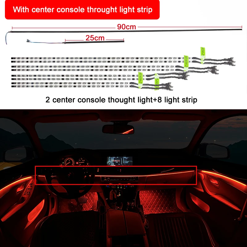 For BMW 5 series F10 F11 2010-2018 Interior Ambient Light Stripe 9 Colors CIC NBT Door Bowl Decorative LED