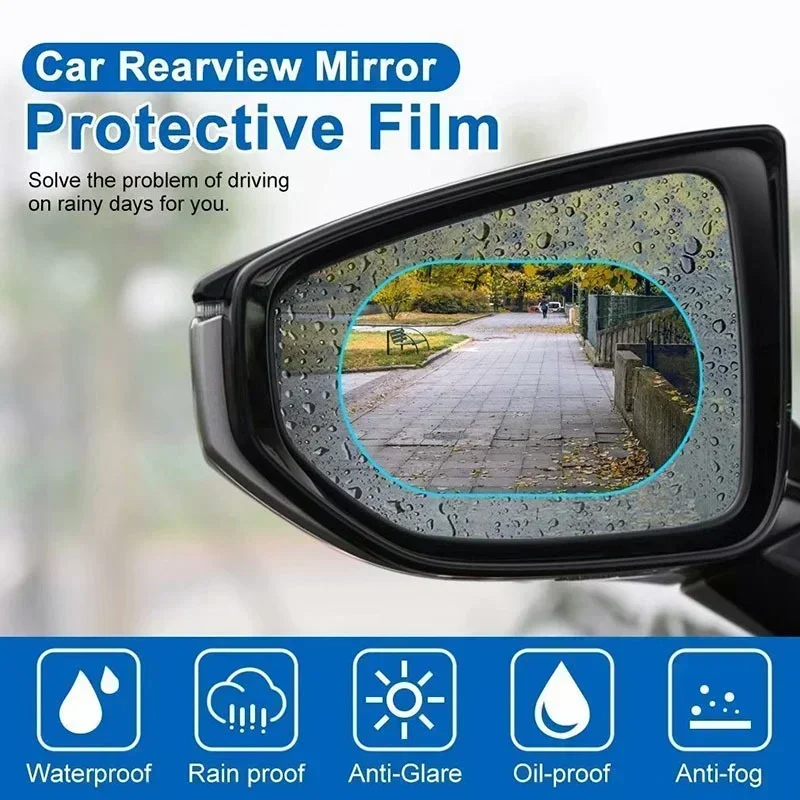 2pcs Car Rearview Mirror Film Sticker Side Window Rainproof Clear Film Anti-Fog Waterproof Protective Films for Car Motorcycle