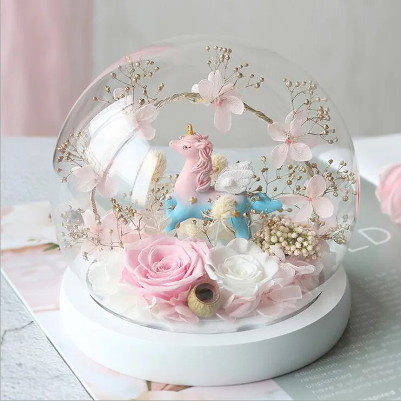 Free Shipping Different Big Size Round Glass Dome Home Decoration Flat White Base Cover DIY Birthday Gift Wedding Live Prop