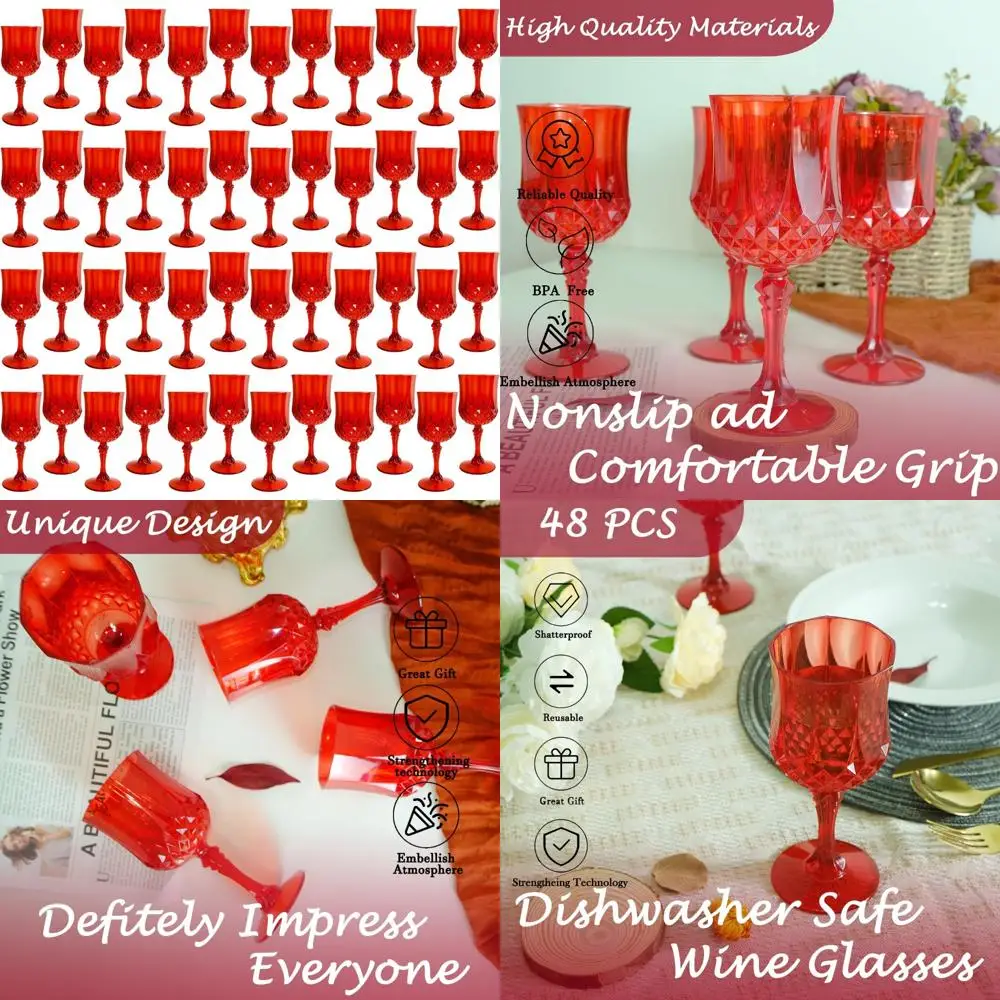 

Vintage-Style Plastic Wine Glasses for Elegant Wedding Receptions and Grand Christmas Parties