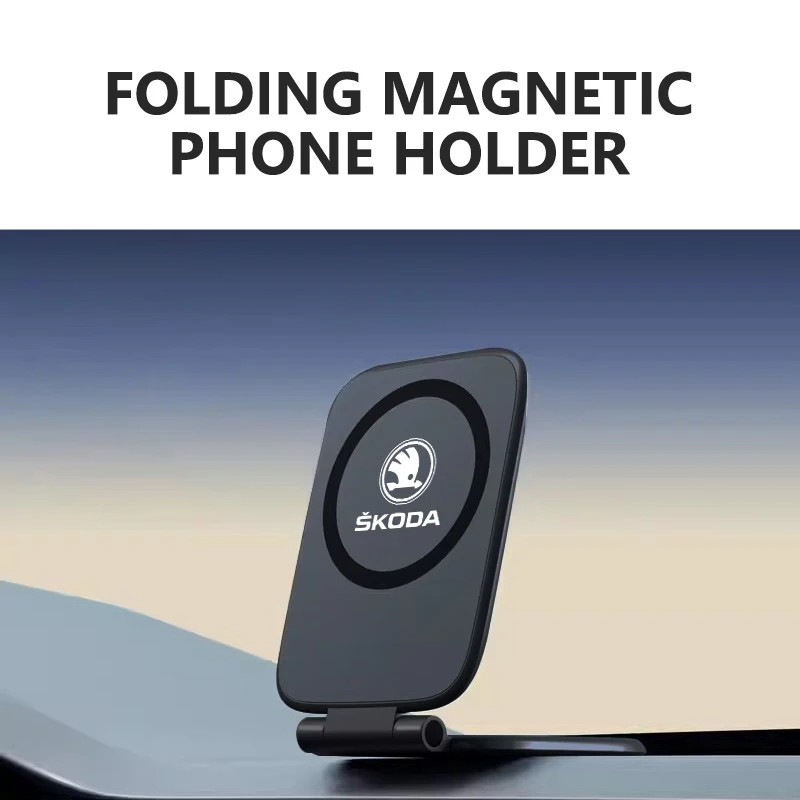 Magnetic Car Phone Holder Foldable Dashboard Phone Cradle For Skoda Fabia 1 2 Octavia a7 RS Superb Rapid Yeti Karoq Vision