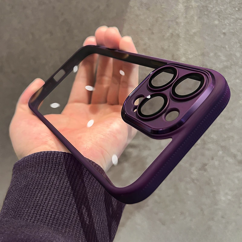 Anti-skid Border Case Cover for iPhone 17 16 15 14 Pro Max Closed Camera Lens Protector Phone Shell Matte Non-Slip Bumper Fundas