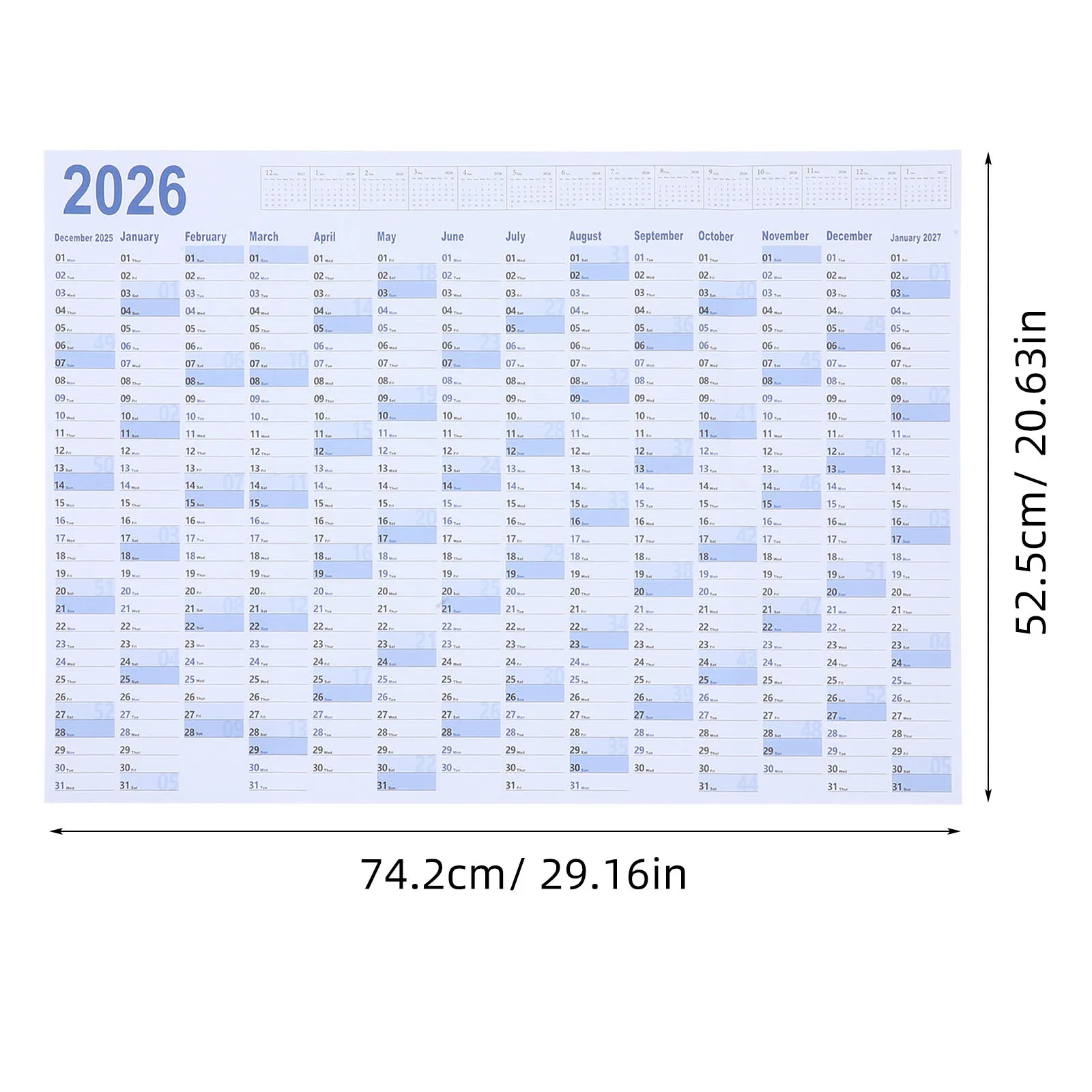 2 세트 2026 점보 벽 달력 대형 월간 플래너 사무실 가정 가족 업무 이벤트를 위한 쓰기 가능한 연간 일정 주최자
