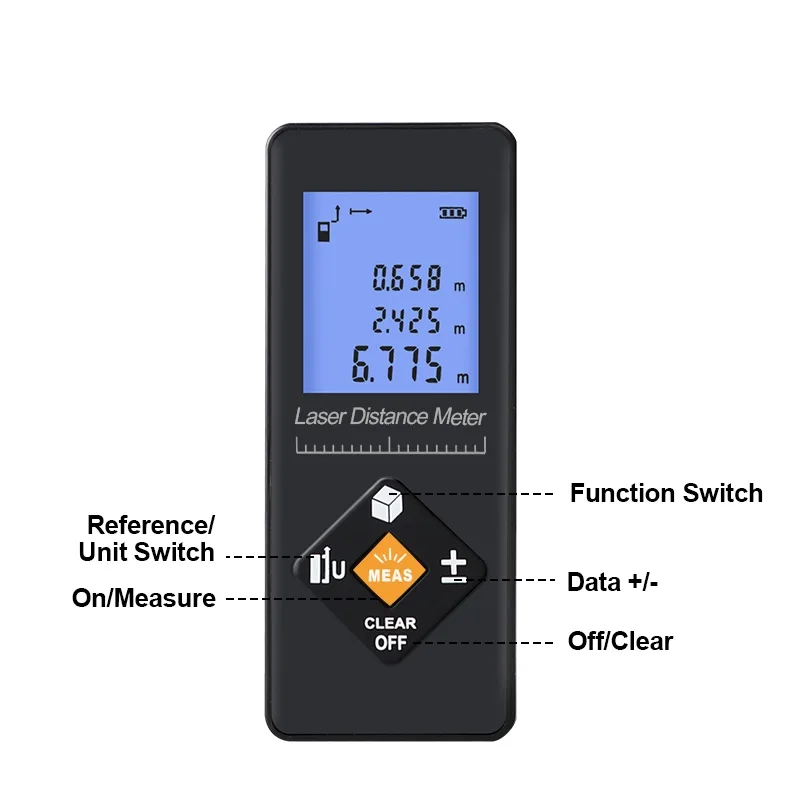 Pracmanu Laser Distance Meter 40M/120M Laser Rangefinder High Precision Multifunctional Digital Distance Meter USB Rechargeable