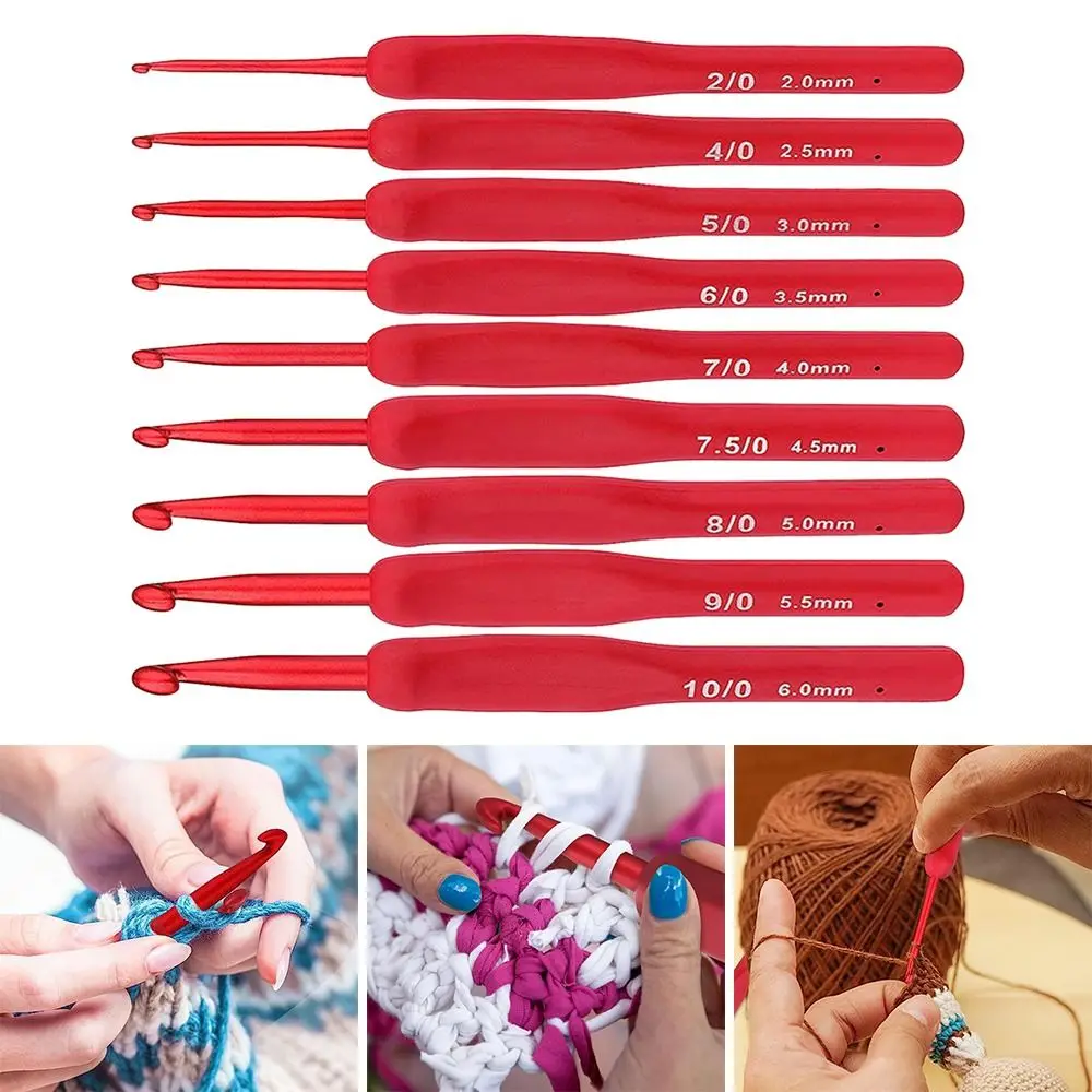 Silicone Crochet Hooks Needle Handle Frosted Aluminum Handmade DIY Hook Head Crochet Sweater Weaving Knitting Sewing Tool