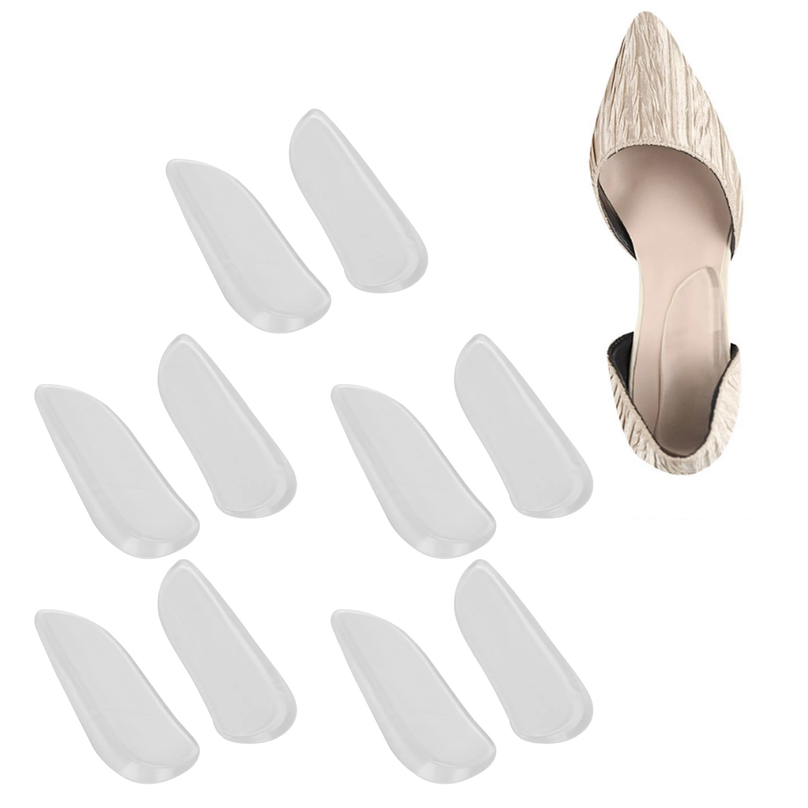 

5 Pairs/Set GEL Shoe Heel Cushion Inserts Protective Cups Heel Pad As Pictures Shown Free Size Correct X-Type Leg O-Type Leg