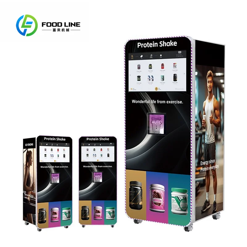 Self Service Protein Shake Machine 27 Inch Big Touch Screen 7 Ingredient Boxes Coffee Milk Tea Vending Equipment