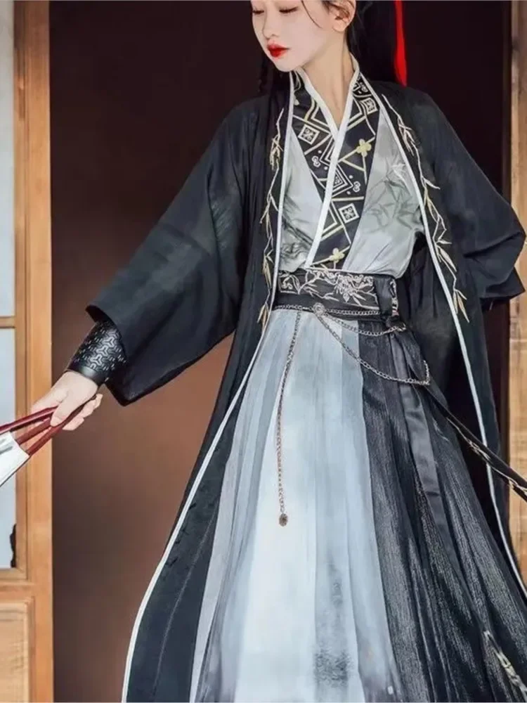 

Chinese Traditional Hanfu Cosplay Costume Dresses Women SONG Dynasty Black Cool Gothic Dress китайская одежда Unisex