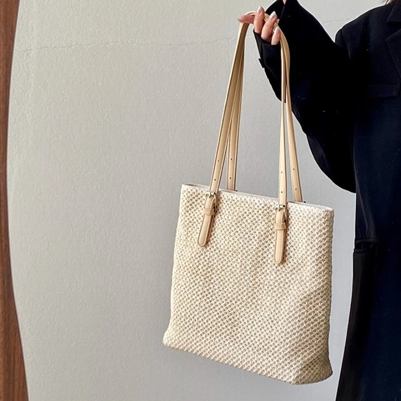 

Summer Straw Shoulder Bags for Women Casual Vacation Large Capacity Ladies Shopping Bag Commuter Female Handbags Book Tote