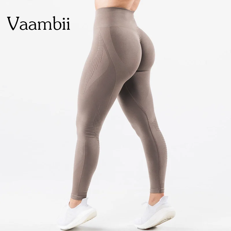 Leggings sportivi attillati per fitness a vita alta Leggings da palestra senza cuciture per sollevamento fianchi da donna Pantaloni da yoga da