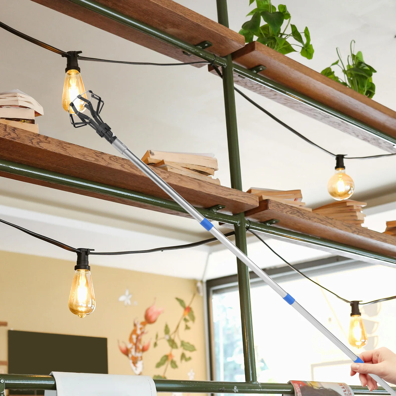 

1Set Stainless Steel Extension Rod Ceiling Light Bulb Changer Adjustable Length High Ceiling Bulb Replacement Pole