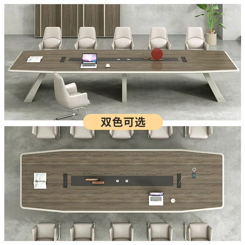 Large and medium-sized conference table and chair combination long table simple modern paint meeting room