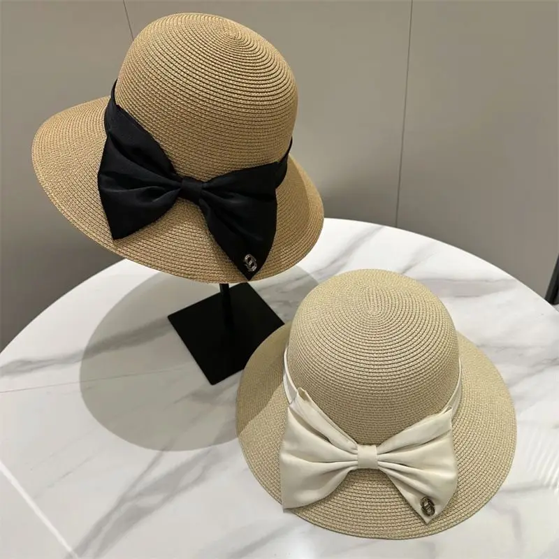 

2025 New! Summer Straw Bucket Hat with Bow - Ideal for Beach Sunscreen, Travel & Fashion Beach Hat Hats for Women