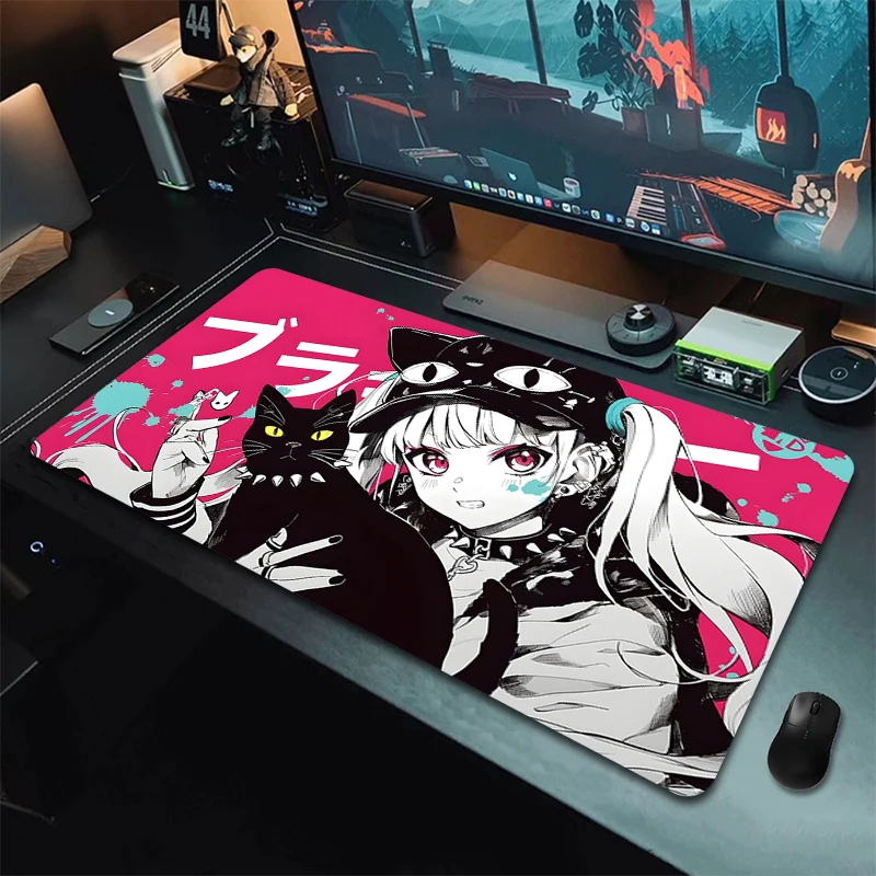 

Kawaii Anime Girls HD Print Mouse Mat Cute Cat Large Gaming Mouse Pad Gamer Mousepad Big Non-Slip Table Mat Premium Keyboard Pad