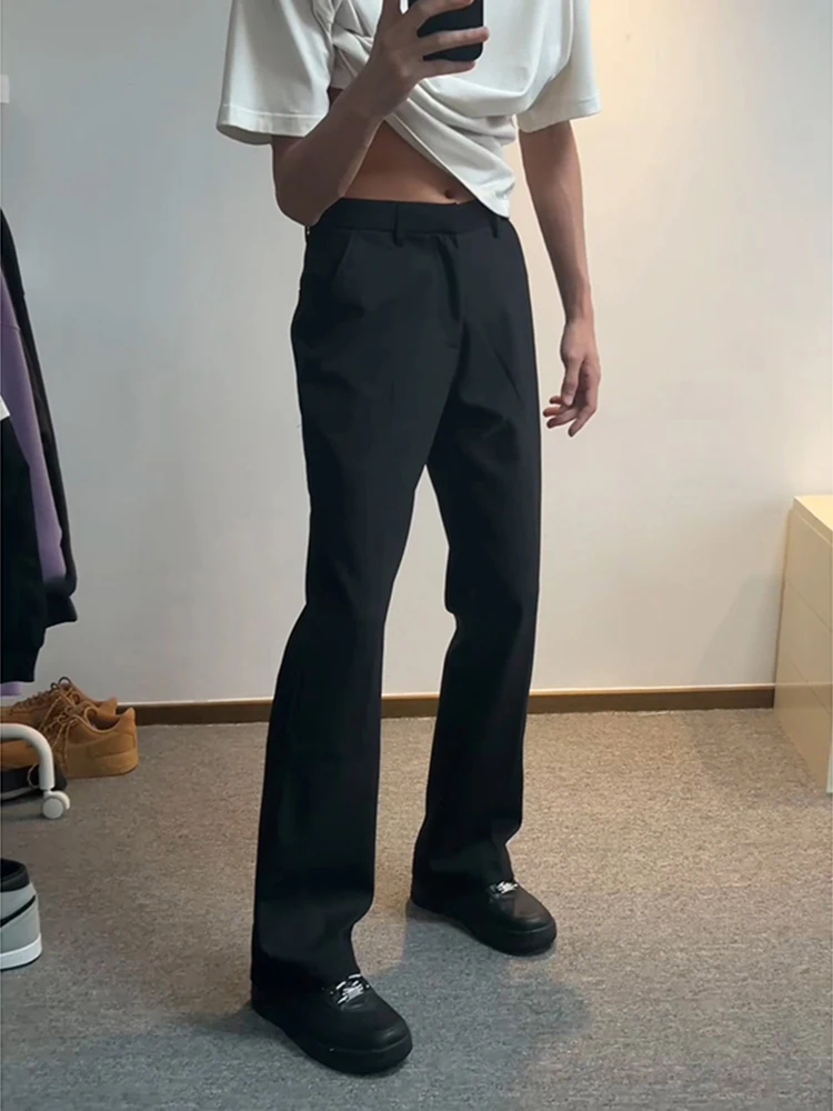 

Мужские брюки Bla Design Micro Flare: драпированные, прямого кроя, с высокой талией, в американском стиле, 9-секционные, повседневные