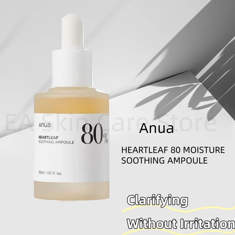 30ml Anua Heartleaf 80% Soothing Ampoule Highly Concentrated Skin Calming Essence Hydrating Panthenol Calming Whitening Serum