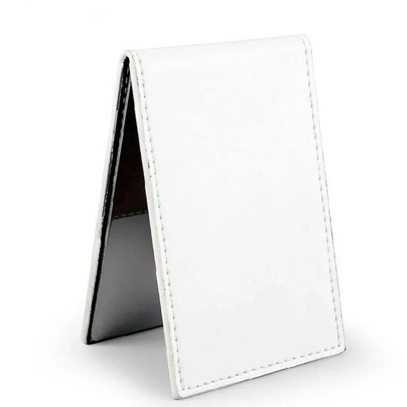 Shatterproof Stainless Steel Ultrathin Folding Travel Mirror Makeup Mirror with PU Leather Case Cover for Personal Use