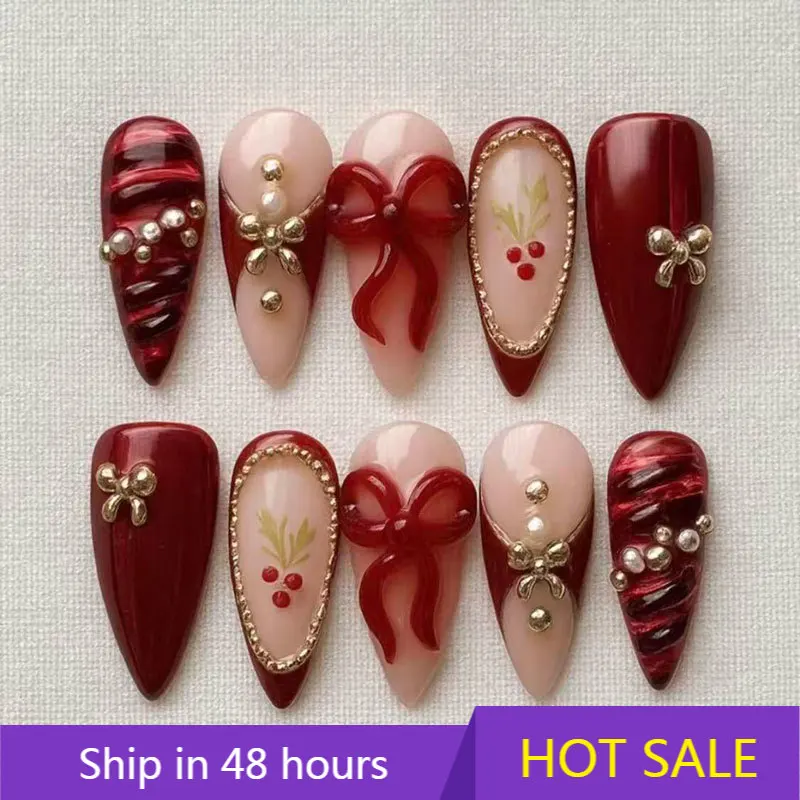 

YTYIN Factory Direct Hot Sale Christmas Fashionable Wear Armor Press-On Nails Set Luxury Reusable False Nails for Party Wedding