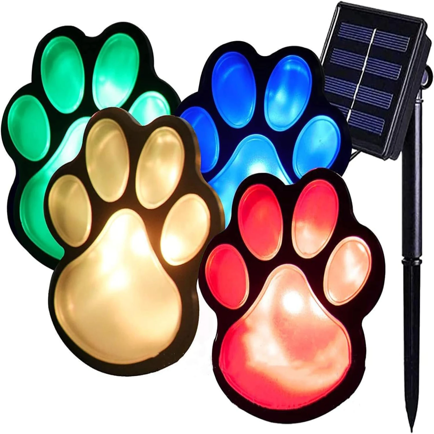 Charming, colorful and adorable solar animal paw print garden statue lights - bright, durable and long-lasting LED pathway light