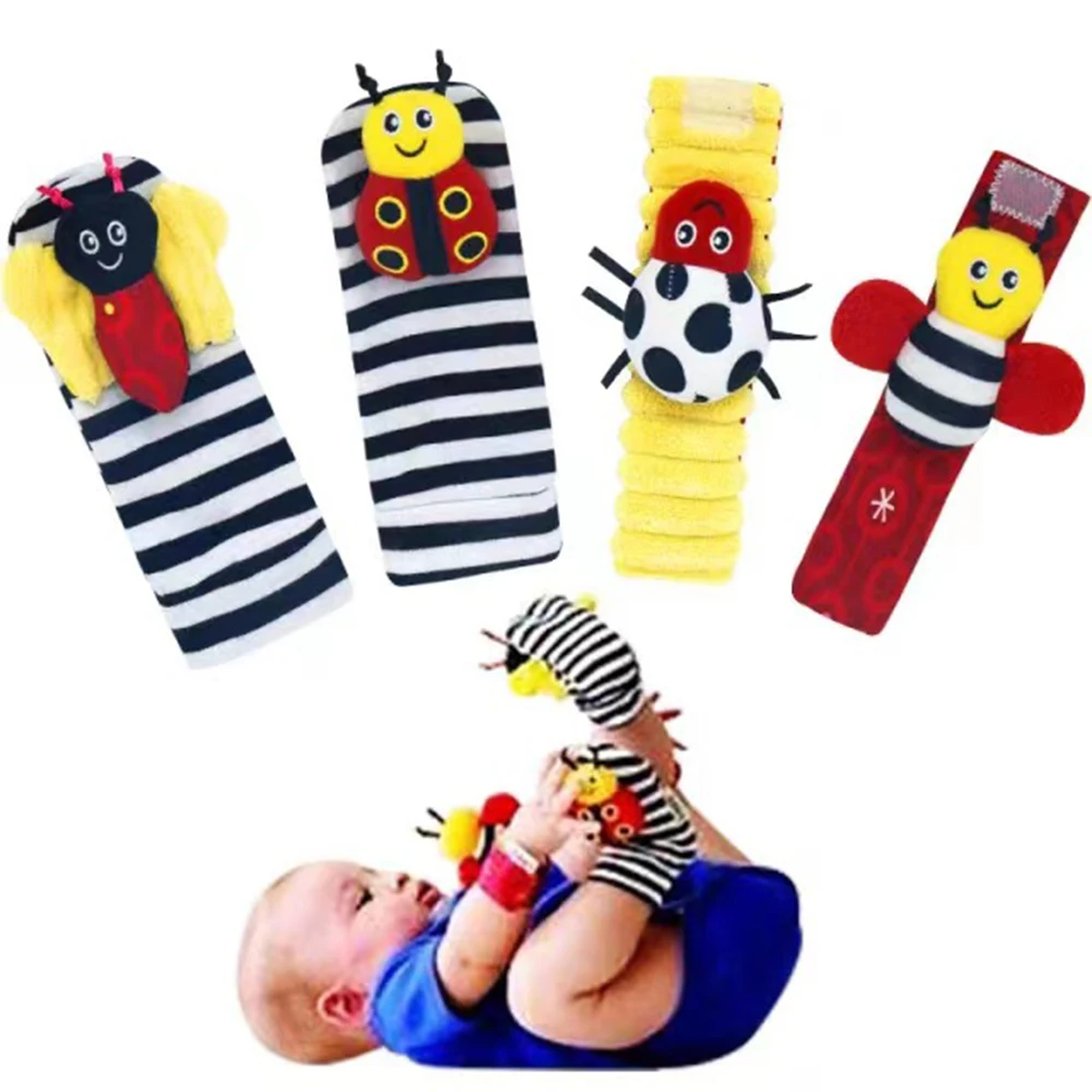 Meias de pelúcia Wrist Strap Chocalhos Brinquedos Do Bebê 0-12 Meses Recém-nascidos Infantil Crianças Animal Sock Foot Finder Toy Gift Chocalho Macio