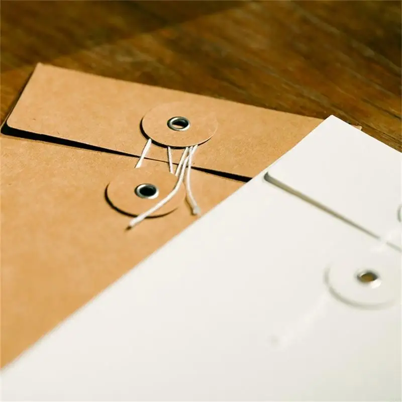 D0UA 20PCS/팩 스트링 타이 클로저 빈티지 브라운 페이퍼 스트링 비즈니스 봉투