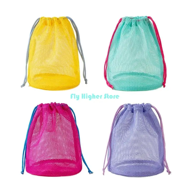 Breathable Nylon Swim Bag Large Capacity Mesh Drawstring Closure Holds Cosmetics Toiletries for Beach Travel