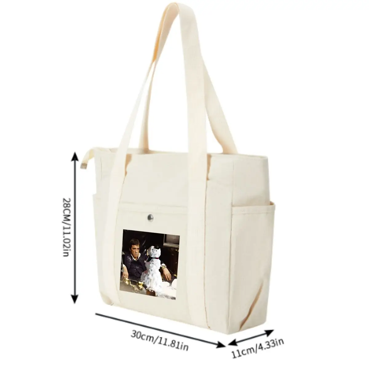 Snow Man Spreads Winter Joy Multiple Pocket Lightweight Foldable Design for Office Commute Shopping