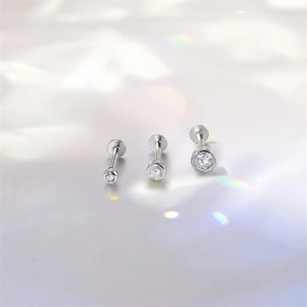 AIDE 925 Sterling Silber 1 Stück Sechsklauen Funkelnder Moissanit Damen Multi-Größen Flacher Rücken Knorpelpiercing Hochzeits-Brautgeschenk – Detail 39
