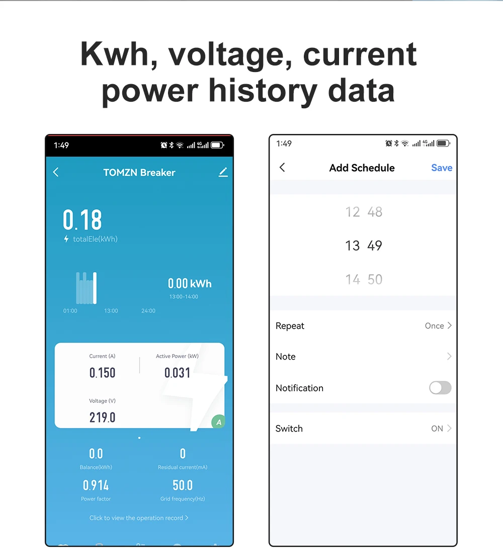 TOMZN 2P 63A 110V 220V Smart Life WLAN-Schalter mit kWh-Messung, Leistungsschalter mit Timer, Spannungs-, Strom- und Leckageschutz – Detail 11