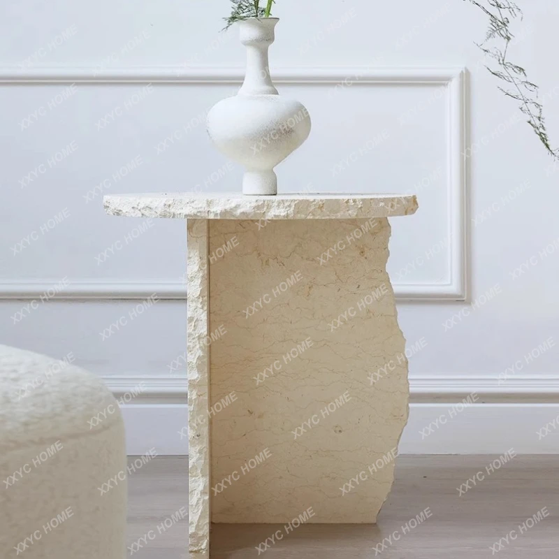 

L light luxury sofa side cabinet household marble antique art living room small table
