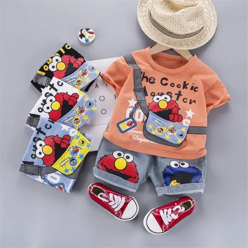 

Summer Children Out Clothes Kids Boy Cartoon O-Neck T Shirt Denim Shorts 2Pcs/Set Infant Outfit Kids Fashion Toddler Tracksuit