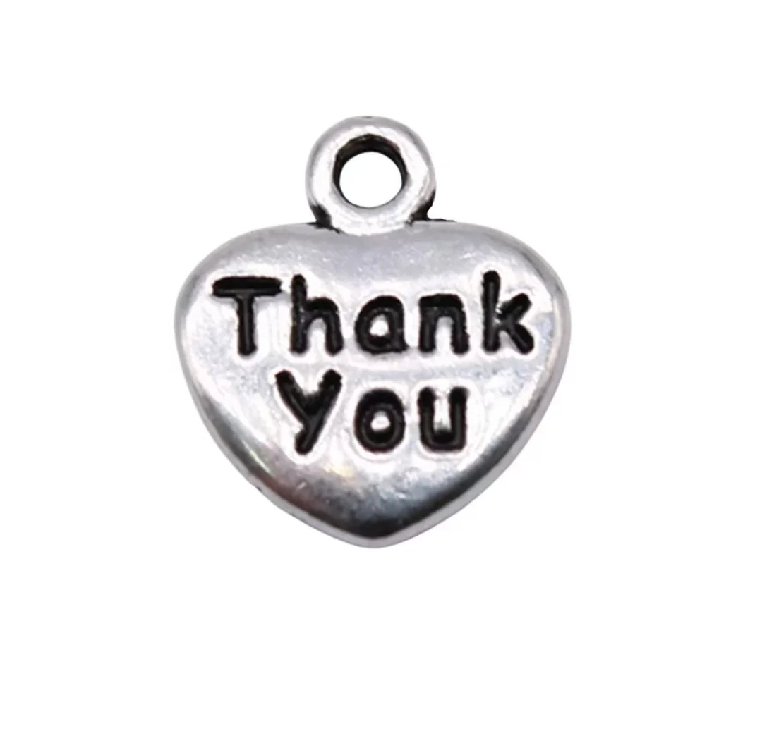 

30pcs 13*11mm Tibetan silver color heart shaped "Thank You" pendants HW3571 for handmade accessories