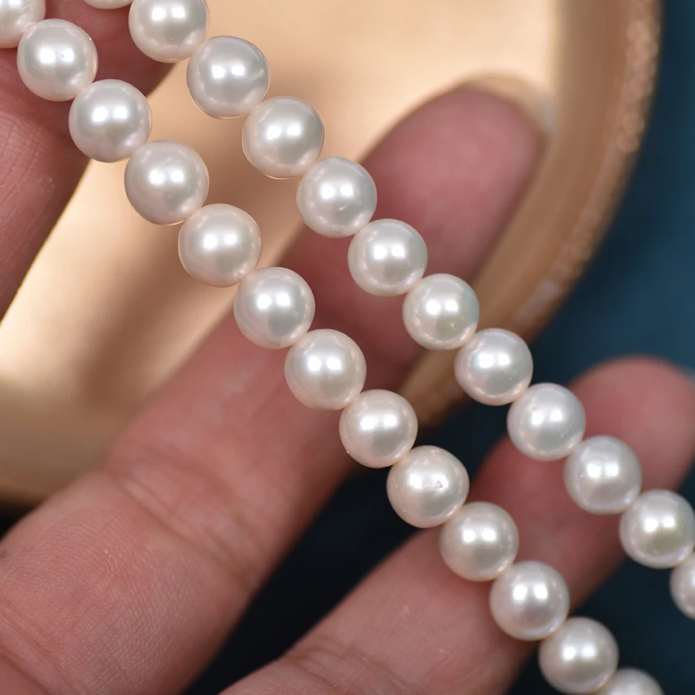 AAA Grade High Quality Round Natural Freshwater Pearls 7-8 mm Loose Fresh Water Pearls Beads For Jewelry Making (AB2043)