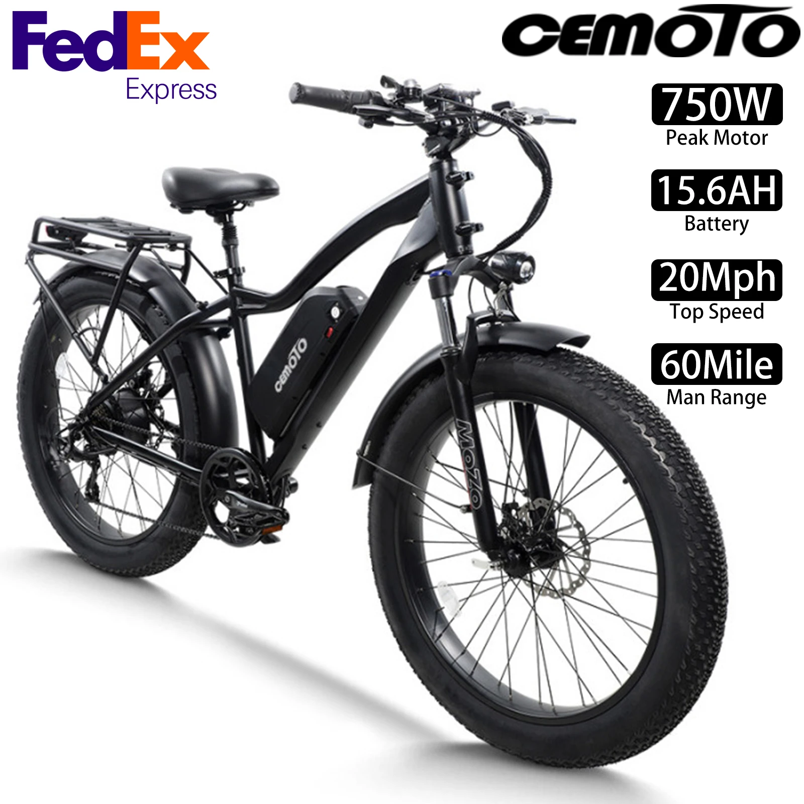 

Electric Bike 750W, 20Mph, 60Miles, City Commuting Electric Bike, 48V 15.6AH, 26" Electric Mountain Bike