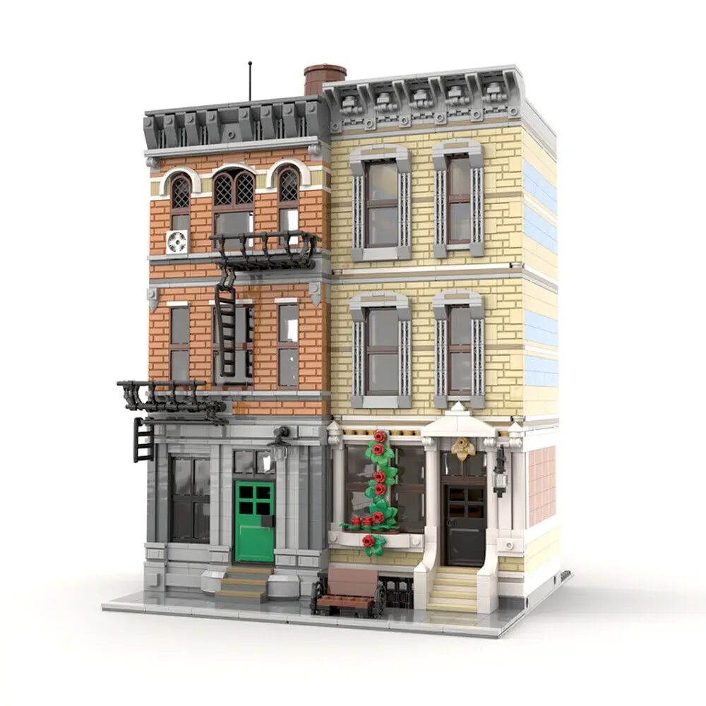 

Modular Building: New Block City Two Housing with Interior 3173 Pieces MOC Build