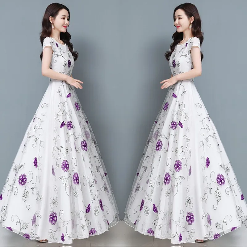 SSCL-2258#New In 2023 Evening Dress Long Black White Flowers Korean Style Party Prom Cheap Wholesale Plus Size Women Dresses