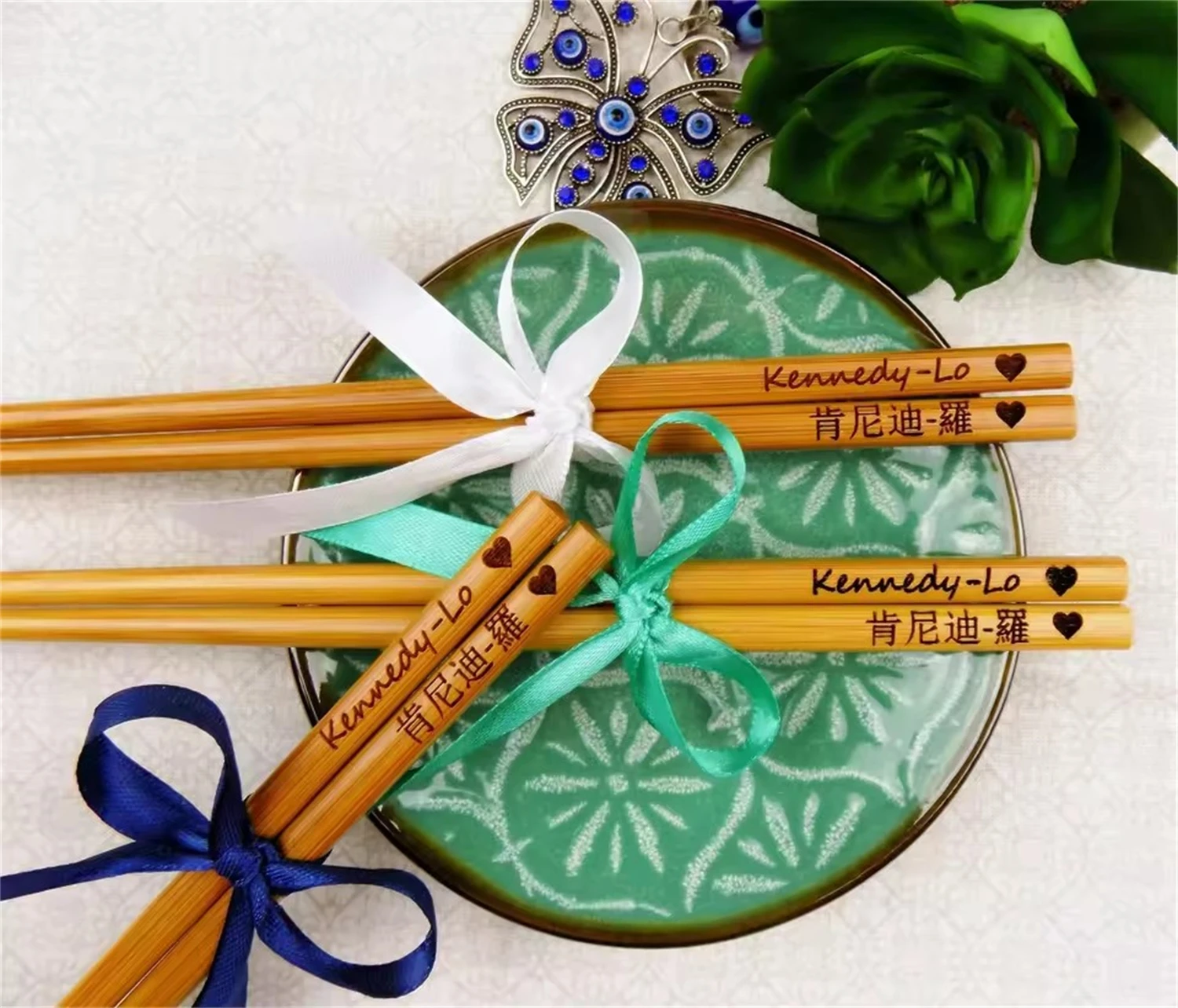 

100pr Exclusive Chopsticks with Lace+Flower, Wedding Favor Chopsticks, Chopsticks, Personalized Wedding Gift, Shower Gift, Favor